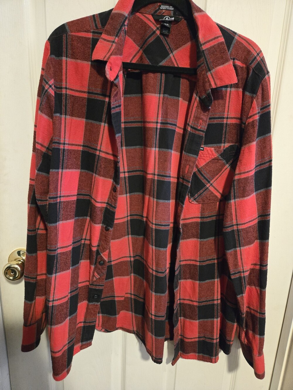 Volcom Red and Black Plaid Flannel Jacket